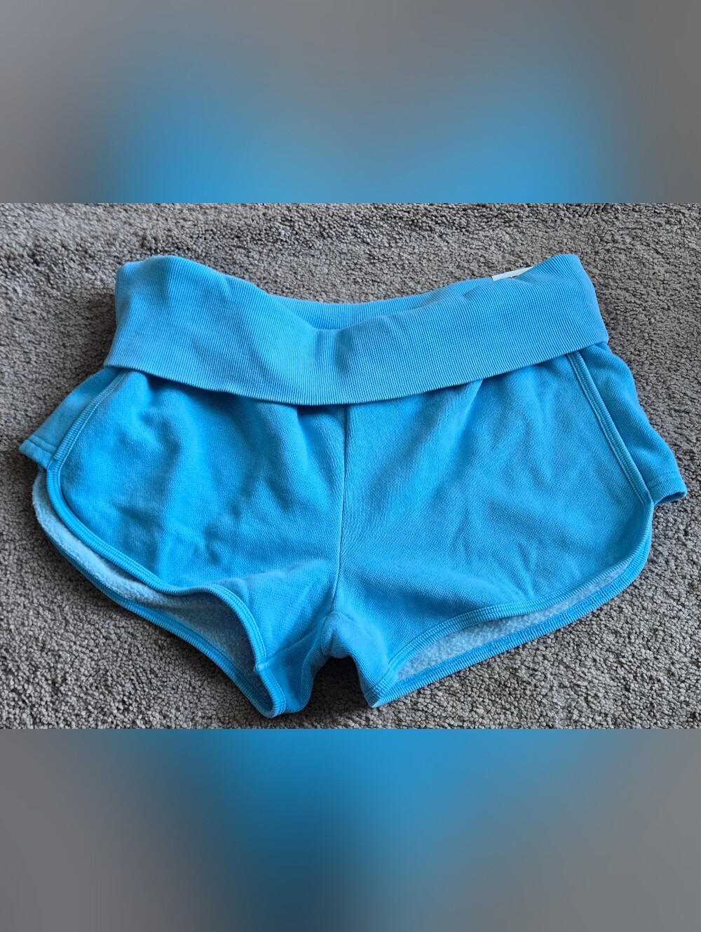 PINK Victoria's Secret PINKCampus Fleece Foldover Shorts S/P Capri Blue